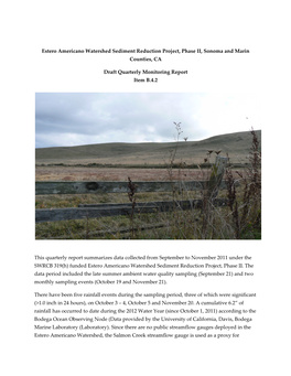 Estero Americano Watershed Sediment Reduction Project, Phase II, Sonoma and Marin Counties, CA