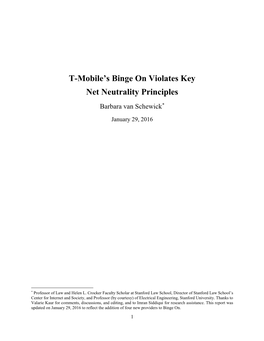 T-Mobile's Binge on Violates Key Net Neutrality Principles
