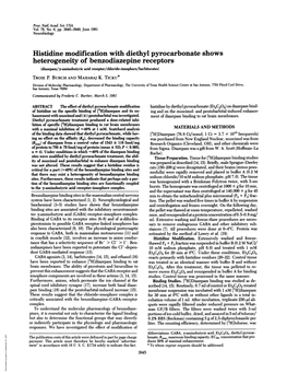 Histidine Modification with Diethyl Pyrocarbonate Shows Heterogeneity