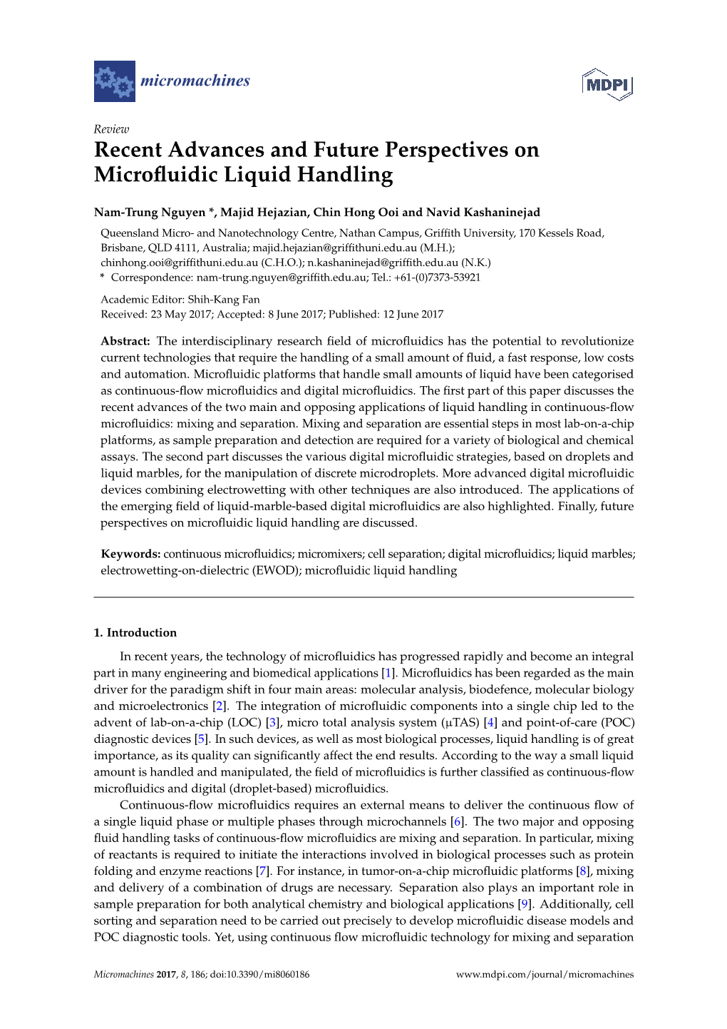 Recent Advances and Future Perspectives on Microfluidic Liquid