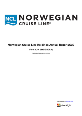 Norwegian Cruise Line Holdings Annual Report 2020