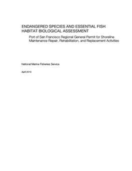 Endangered Species and Essential Fish Habitat Biological Assessment