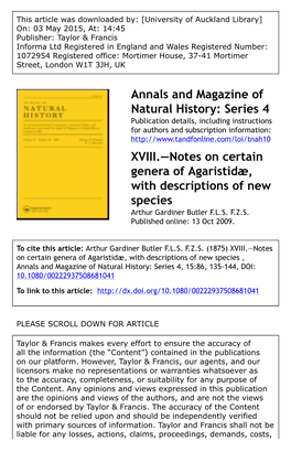 Annals and Magazine of Natural History: Series 4 XVIII