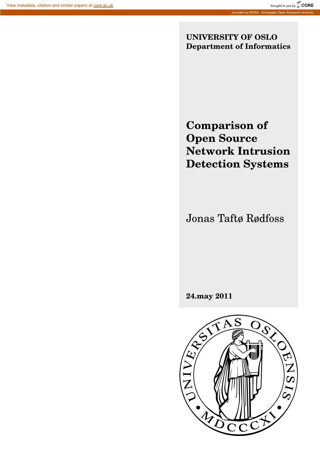 Comparison of Open Source Network Intrusion Detection Systems Jonas