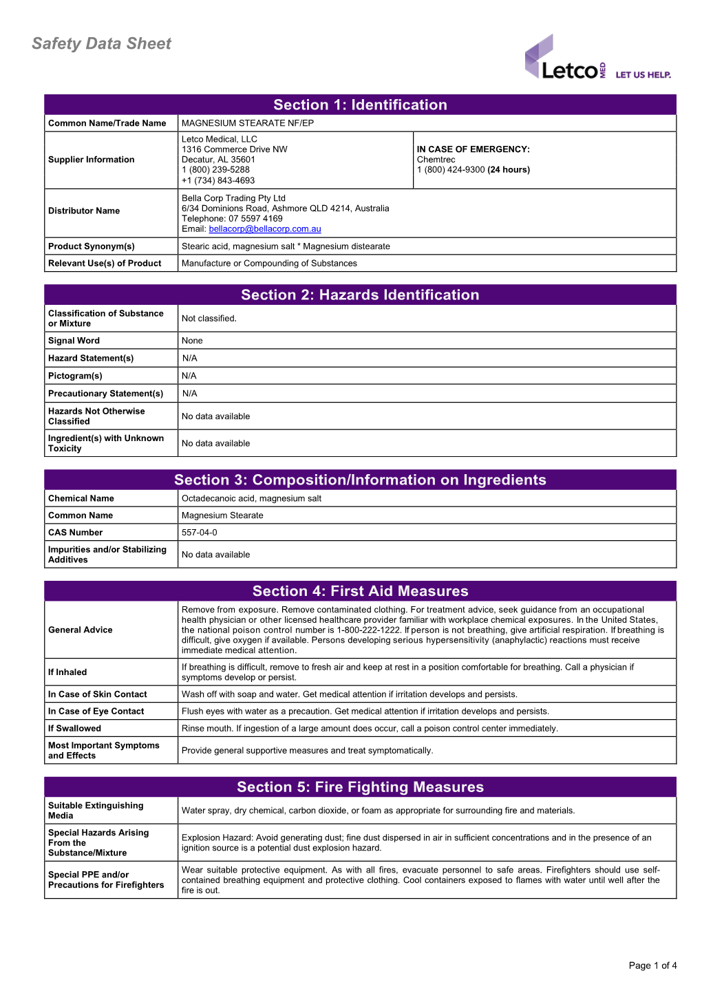 Magnesium Stearate NF/EP