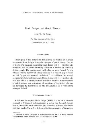 Block Designs and Graph Theory*