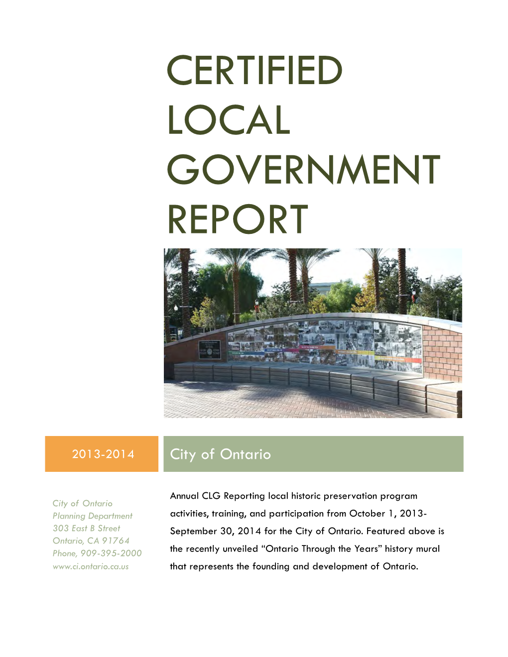 Certified Local Government Report