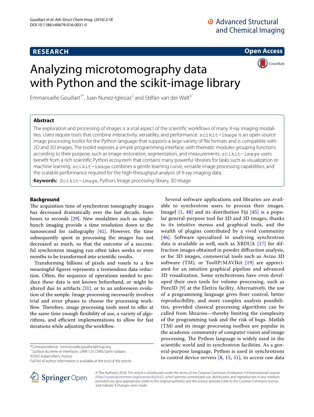 Analyzing Microtomography Data with Python and the Scikit-Image Library