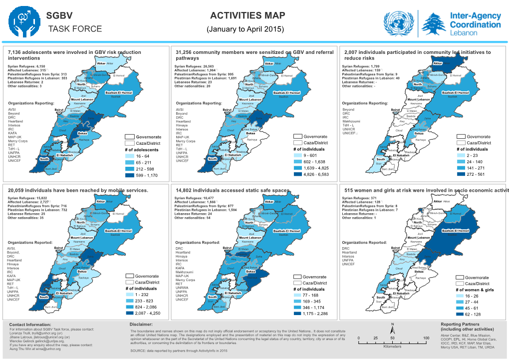 SGBV ACTIVITIES MAP TASK FORCE (January to April 2015)