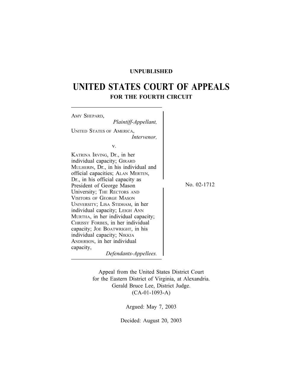 United States Court of Appeals for the Fourth Circuit