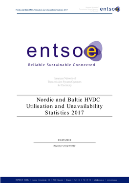 Nordic and Baltic HVDC Utilisation and Unavailability Statistics 2017 for Electricity
