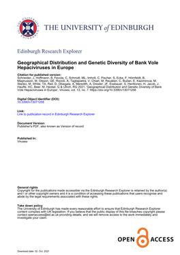 Geographical Distribution and Genetic Diversity of Bank Vole
