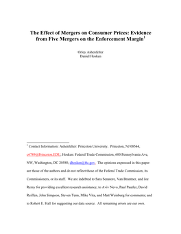 The Effect of Mergers on Consumer Prices: Evidence from Five Mergers on the Enforcement Margin1