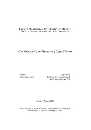 Constructivity in Homotopy Type Theory