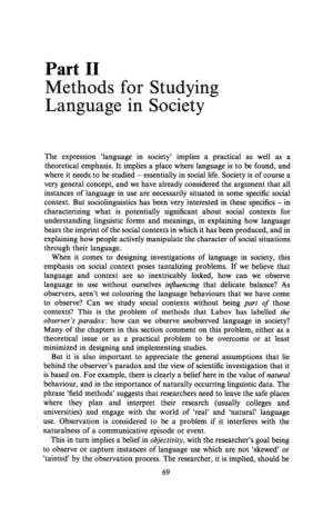 Part II Methods for Studying Language in Society