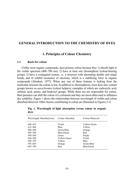 General Introduction to the Chemistry of Dyes