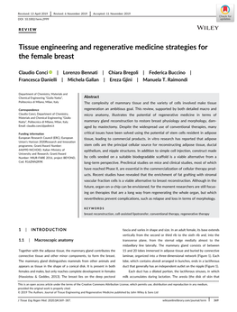 Tissue Engineering and Regenerative Medicine Strategies for the Female Breast