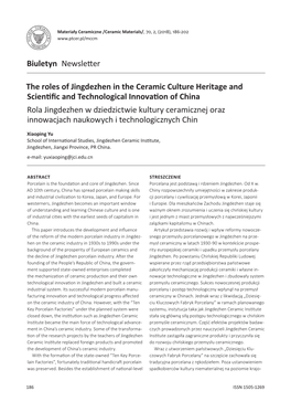 Biuletyn Newsletter the Roles of Jingdezhen in the Ceramic Culture