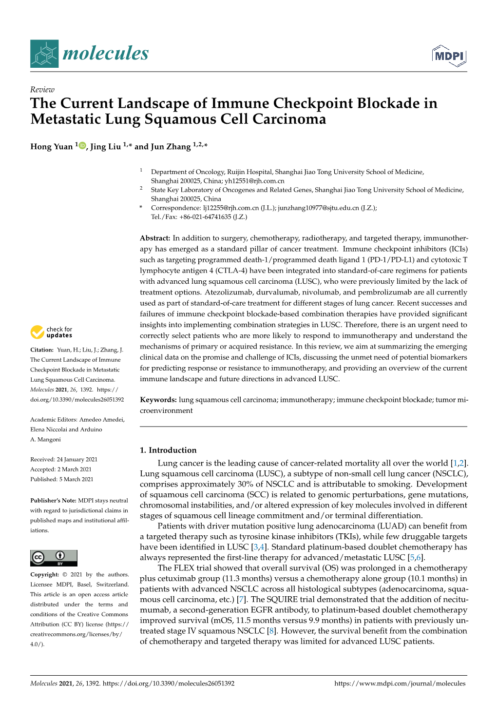 The Current Landscape of Immune Checkpoint Blockade in Metastatic Lung Squamous Cell Carcinoma