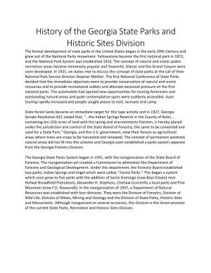 History of the Georgia State Parks and Historic Sites Division