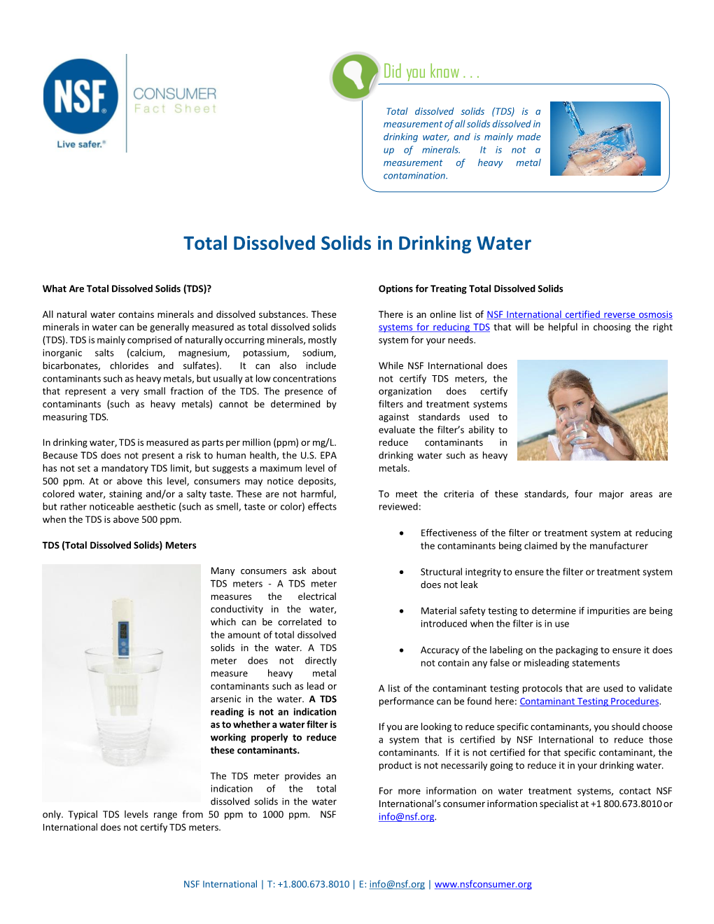 Total Dissolved Solids in Drinking Water
