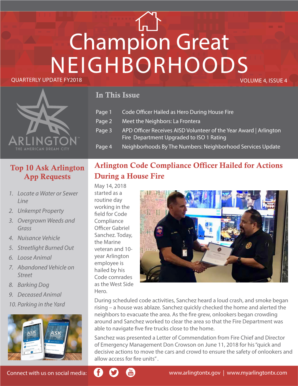 Champion Great NEIGHBORHOODS QUARTERLY UPDATE FY2018 VOLUME 4, ISSUE 4 in This Issue