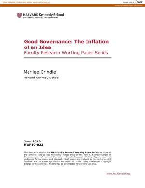 Good Governance: the Inflation of an Idea Faculty Research Working Paper Series