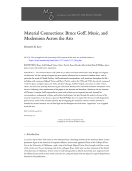Material Connections: Bruce Goff, Music, and Modernism Across the Arts