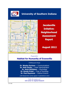 Jacobsville Initiative Is a Community Revitalization Organi Zation Established to Improve the Jacobsv Ille Area Neighborhoods