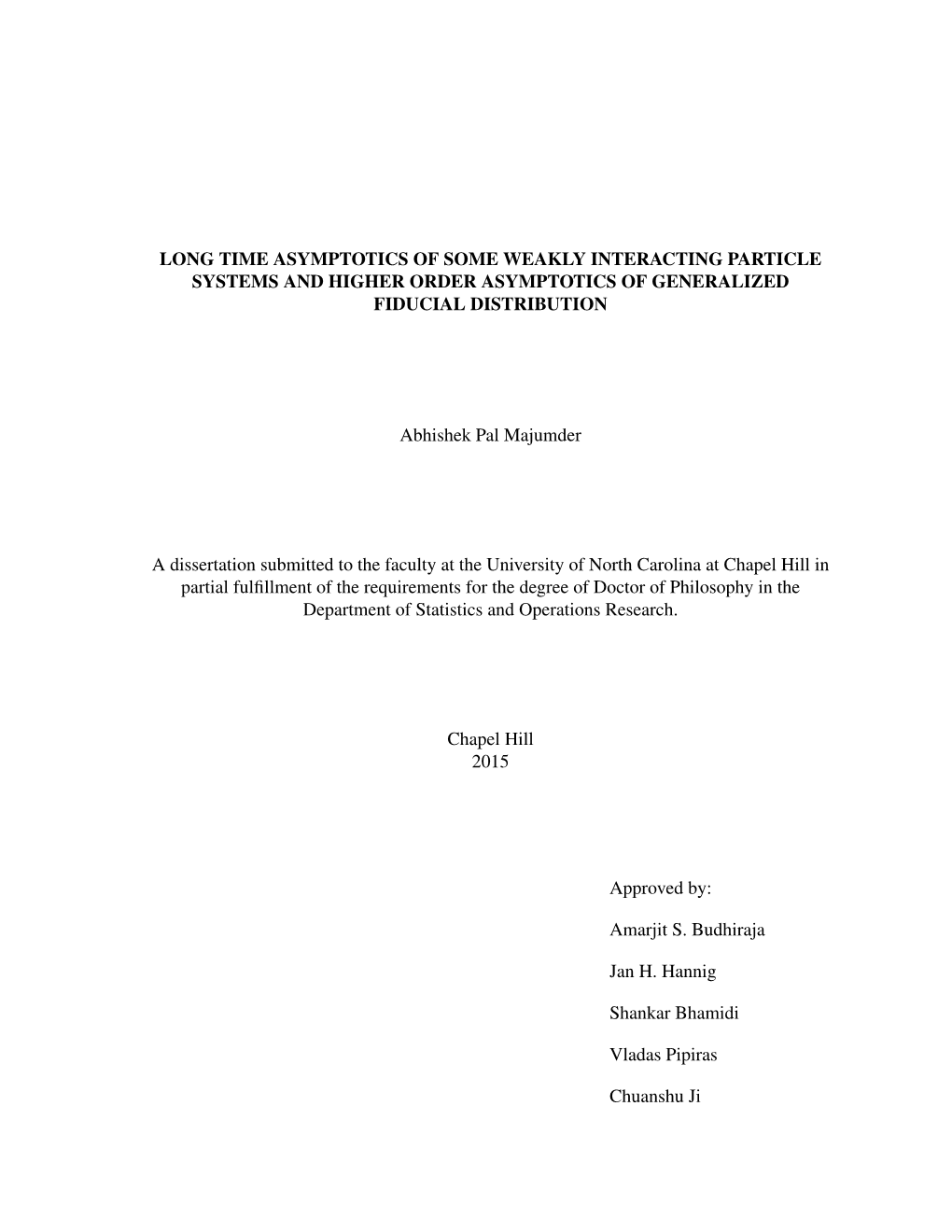 Long Time Asymptotics of Some Weakly Interacting Particle Systems and Higher Order Asymptotics of Generalized Fiducial Distribution