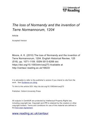 The Loss of Normandy and the Invention of Terre Normannorum, 1204