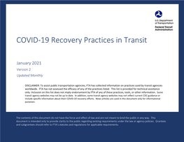 COVID-19 Recovery Practices in Transit Version 2