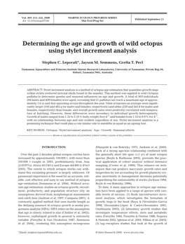 Determining the Age and Growth of Wild Octopus Using Stylet Increment Analysis