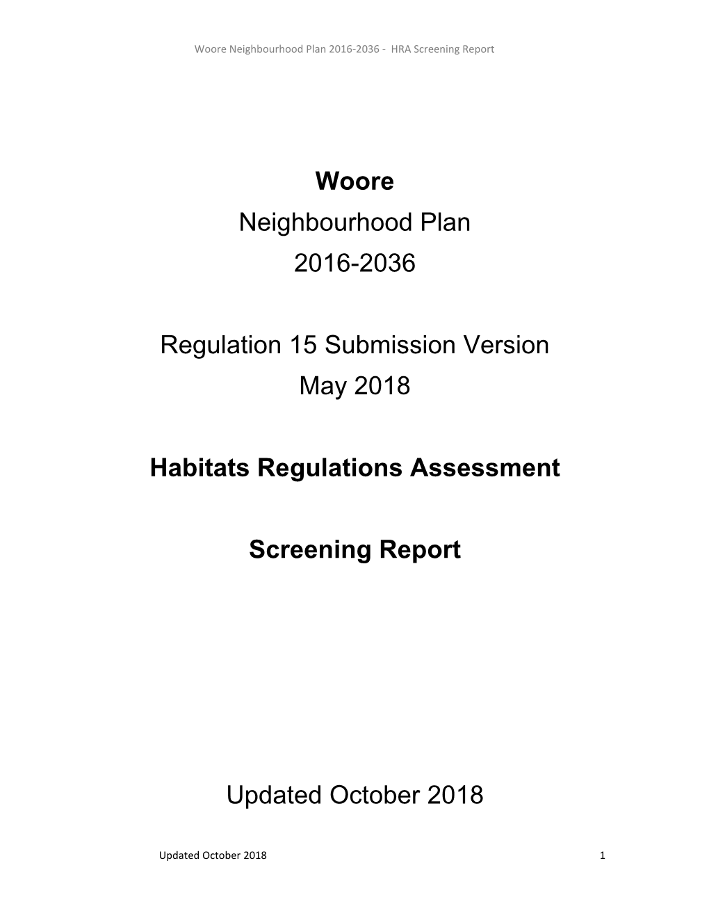 Woore Neighbourhood Plan 2016-2036 - HRA Screening Report