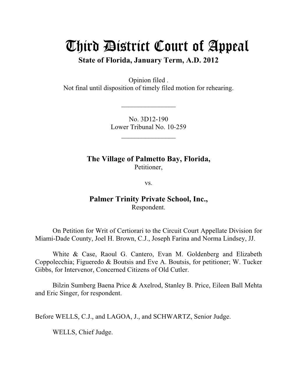 Third District Court of Appeal State of Florida, January Term, A.D