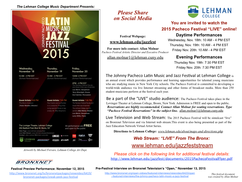 The Jazz Education Network and the Lehman