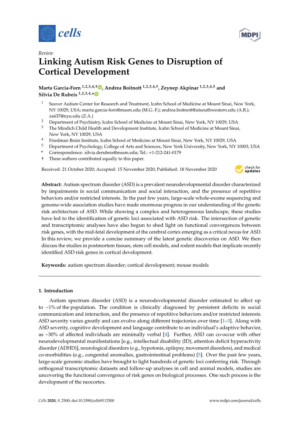 Linking Autism Risk Genes to Disruption of Cortical Development