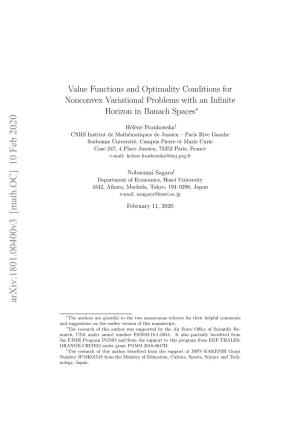 Value Functions and Optimality Conditions for Nonconvex
