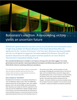 Bolsonaro's Election: a Resounding Victory Yields an Uncertain Future