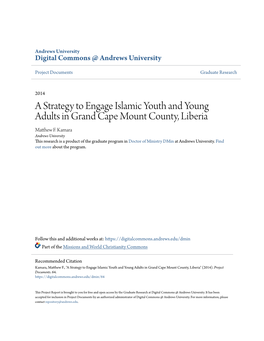 A Strategy to Engage Islamic Youth and Young Adults in Grand Cape
