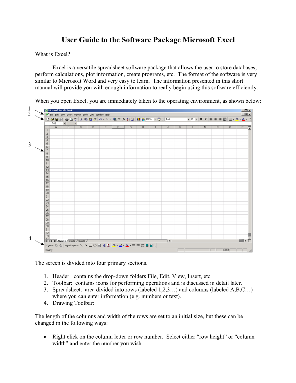 Users Guide To The Software Package Microsoft Excel