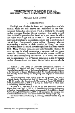 Sullivan-Type Principles for U.S. Multinationals in Emerging