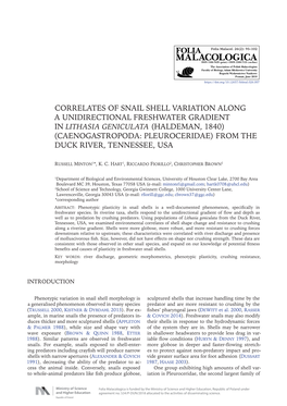 Correlates of Snail Shell Variation Along a Unidirectional Freshwater