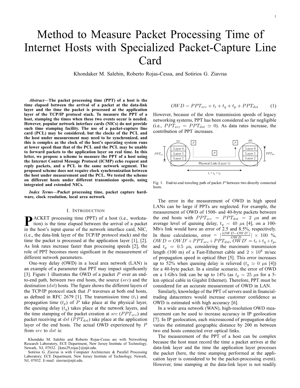 Method to Measure Packet Processing Time of Internet Hosts with Specialized Packet-Capture Line Card Khondaker M