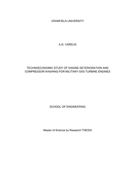 Cranfield University A.G. Varelis Technoeconomic Study of Engine Deterioration and Compressor Washing for Military Gas Turbine E