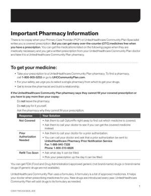 Important Pharmacy Information There Is No Copay When Your Primary Care Provider (PCP) Or Unitedhealthcare Community Plan Specialist Writes You a Covered Prescription