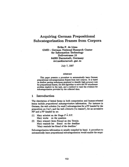 Acquiring German Prepositional Subcategorization Frames from Corpora