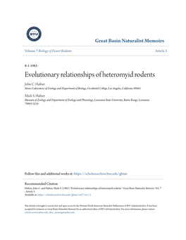 Evolutionary Relationships of Heteromyid Rodents John C