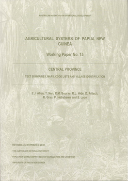 Agricultural Systems of Papua New Guinea