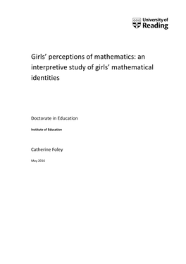 Girls' Perceptions of Mathematics